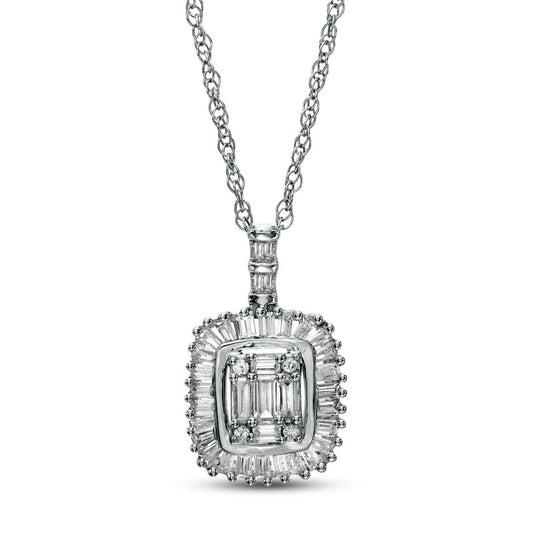 0.33 CT. T.W. Composite Natural Diamond Cushion Frame Pendant in 10K White Gold
