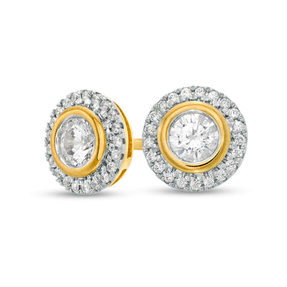 0.5 CT. T.W. Diamond Frame Stud Earrings in 10K Gold