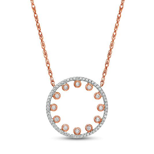 0.2 CT. T.W. Natural Diamond Multi-Circle Necklace in 10K Rose Gold