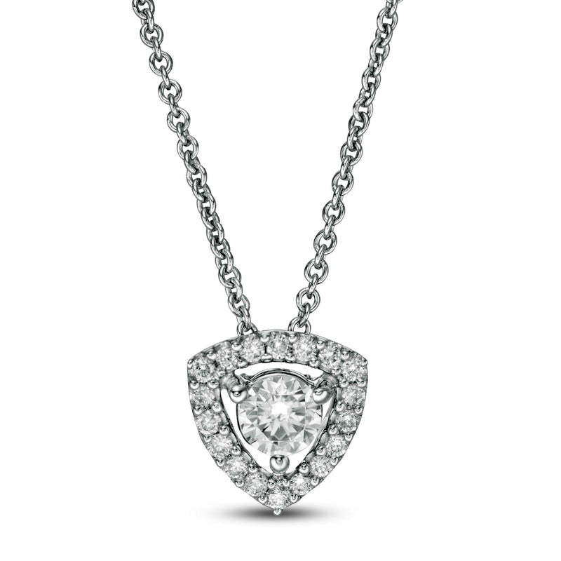 0.33 CT. T.W. Natural Diamond Trillion Frame Pendant in 10K White Gold