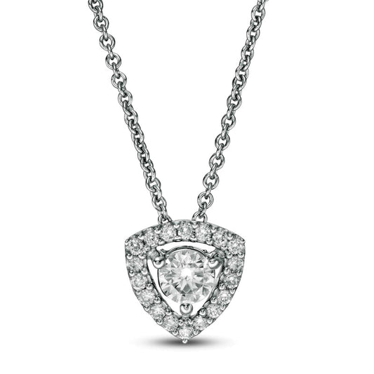 0.33 CT. T.W. Natural Diamond Trillion Frame Pendant in 10K White Gold