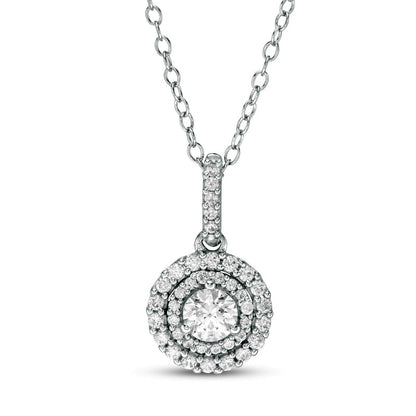 0.63 CT. T.W. Natural Diamond Double Frame Pendant in 14K White Gold