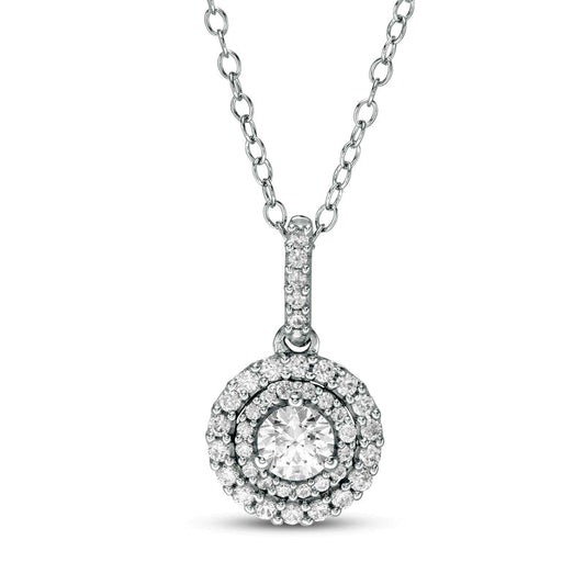 0.63 CT. T.W. Natural Diamond Double Frame Pendant in 14K White Gold