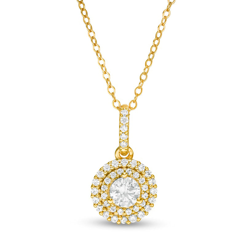 0.63 CT. T.W. Natural Diamond Double Frame Pendant in 14K Gold
