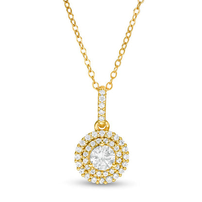 0.63 CT. T.W. Natural Diamond Double Frame Pendant in 14K Gold