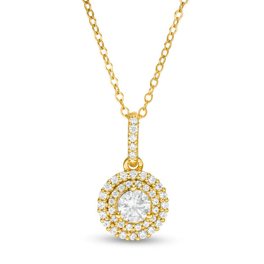 0.63 CT. T.W. Natural Diamond Double Frame Pendant in 14K Gold