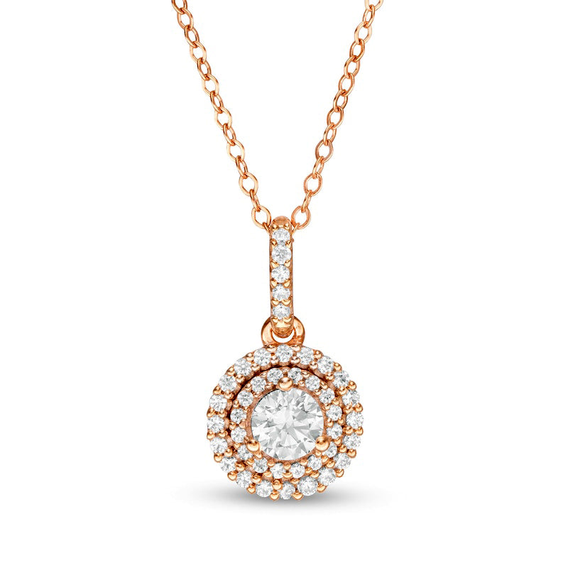 0.63 CT. T.W. Natural Diamond Double Frame Pendant in 14K Rose Gold