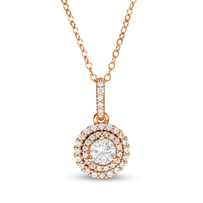 0.63 CT. T.W. Natural Diamond Double Frame Pendant in 14K Rose Gold