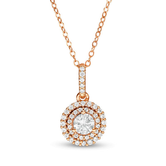 0.63 CT. T.W. Natural Diamond Double Frame Pendant in 14K Rose Gold