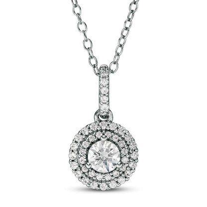 0.5 CT. T.W. Natural Diamond Double Frame Pendant in 14K White Gold