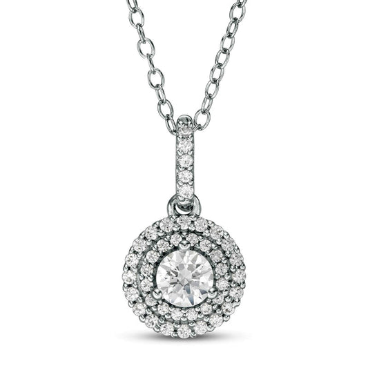 0.5 CT. T.W. Natural Diamond Double Frame Pendant in 14K White Gold