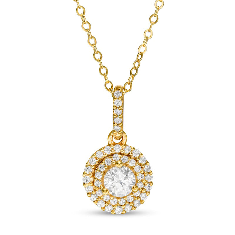 0.5 CT. T.W. Natural Diamond Double Frame Pendant in 14K Gold