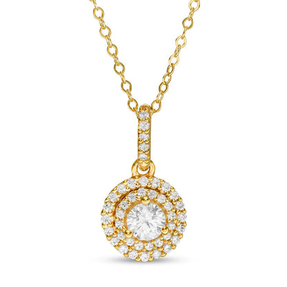 0.5 CT. T.W. Natural Diamond Double Frame Pendant in 14K Gold