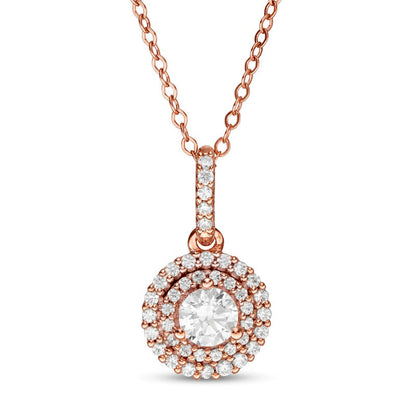 0.5 CT. T.W. Natural Diamond Double Frame Pendant in 14K Rose Gold