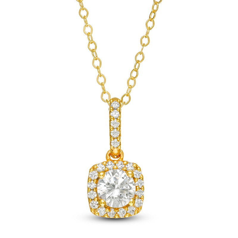0.5 CT. T.W. Natural Diamond Cushion Frame Pendant in 14K Gold