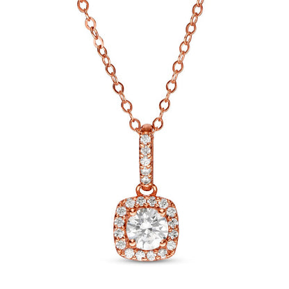 0.5 CT. T.W. Natural Diamond Cushion Frame Pendant in 14K Rose Gold
