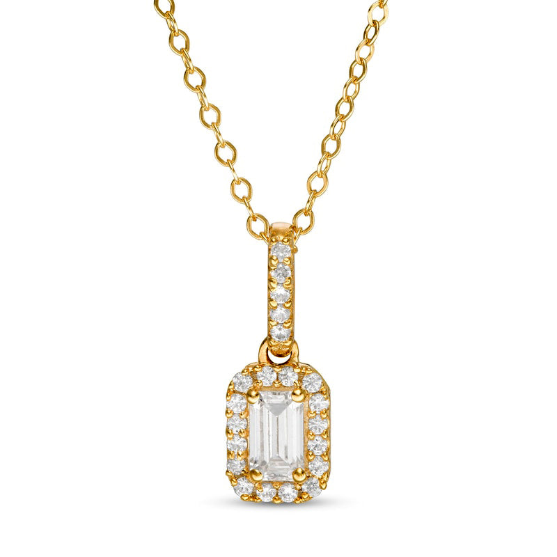 0.5 CT. T.W. Emerald-Cut Natural Diamond Frame Pendant in 14K Gold