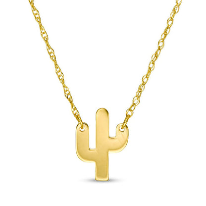 Mini Saguaro Cactus Necklace in 14K Gold
