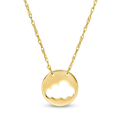 Mini Cut-Out Cloud Disc Necklace in 14K Gold