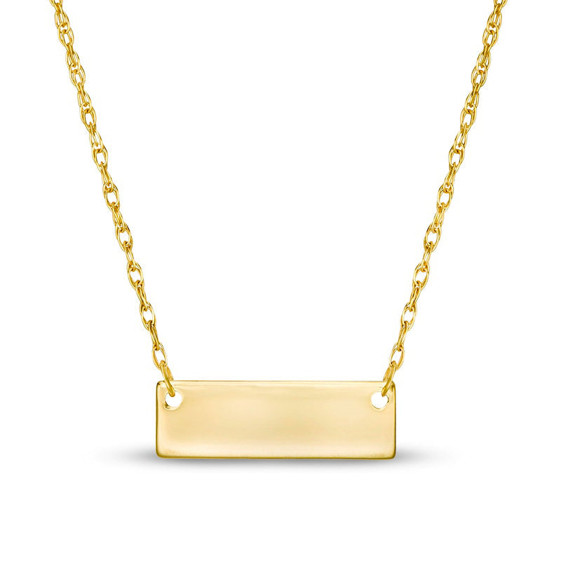 Mini Rectangular Bar Necklace in 14K Gold