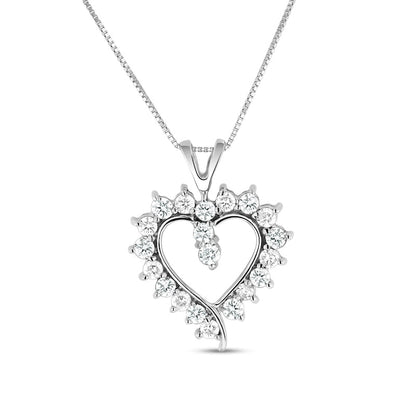 0.75 CT. T.W. Natural Diamond Sunburst Heart Pendant in 14K White Gold (I/I1)