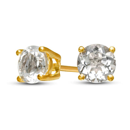 5.0mm White Topaz Solitaire Stud Earrings in 10K Gold