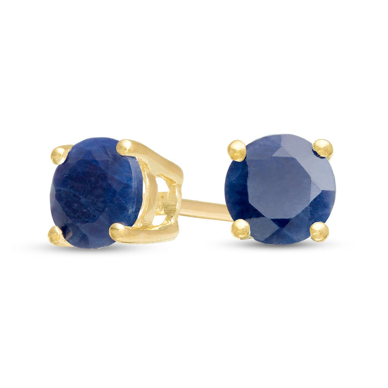5.0mm Blue Sapphire Solitaire Stud Earrings in 10K Gold