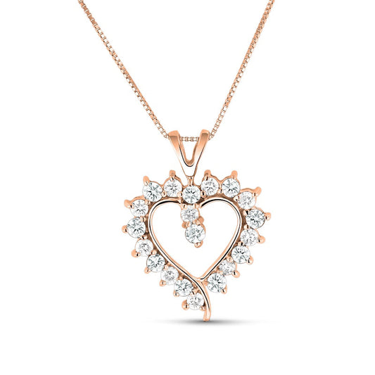 0.75 CT. T.W. Natural Diamond Sunburst Heart Pendant in 14K Rose Gold (I/I1)