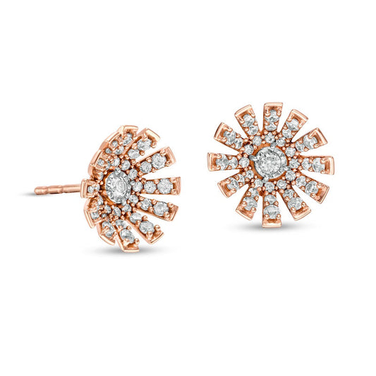 0.5 CT. T.W. Diamond Flower Frame Stud Earrings in 10K Rose Gold