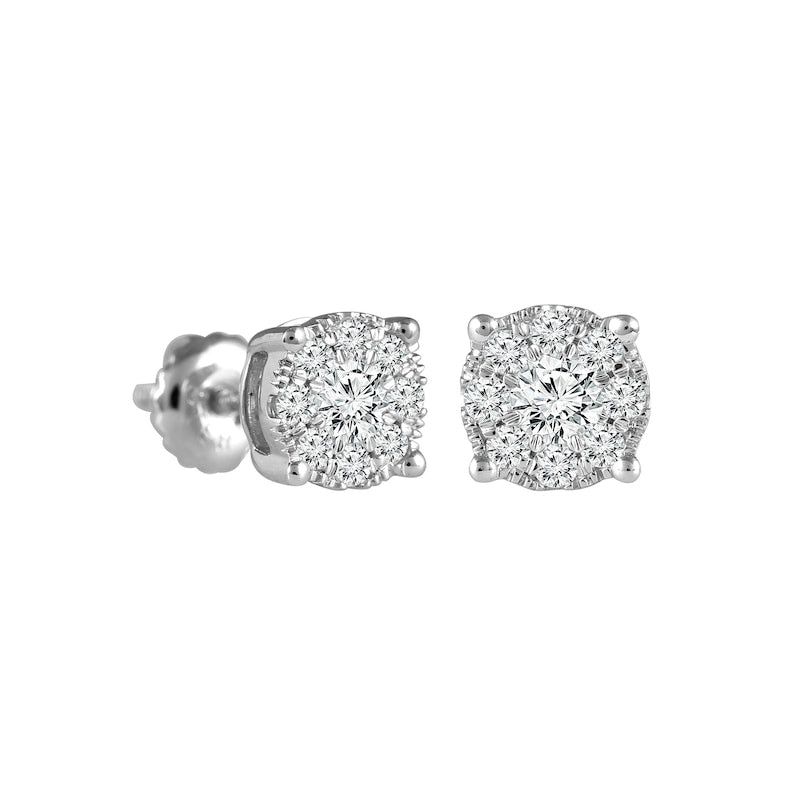 0.63 CT. T.W. Diamond Frame Stud Earrings in 10K White Gold