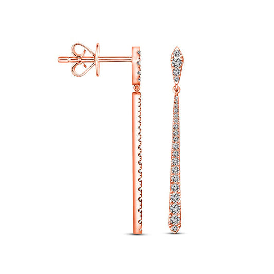 1.5 CT. T.W. Journey Diamond Stick Drop Earrings in 10K Rose Gold