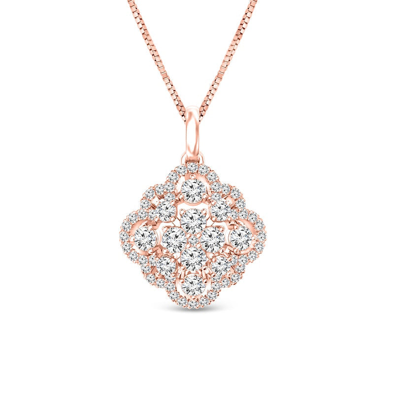 0.75 CT. T.W. Composite Natural Diamond Scallop Frame Pendant in 10K Rose Gold