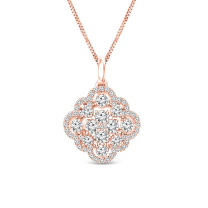 0.75 CT. T.W. Composite Natural Diamond Scallop Frame Pendant in 10K Rose Gold