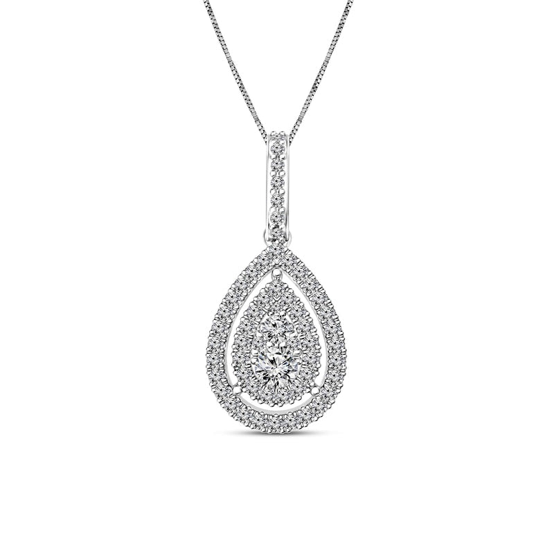 0.5 CT. T.W. Composite Pear-Shaped Natural Diamond Frame Pendant in 10K White Gold