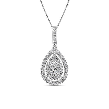 0.5 CT. T.W. Composite Pear-Shaped Natural Diamond Frame Pendant in 10K White Gold