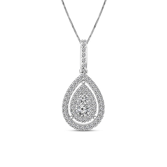 0.5 CT. T.W. Composite Pear-Shaped Natural Diamond Frame Pendant in 10K White Gold
