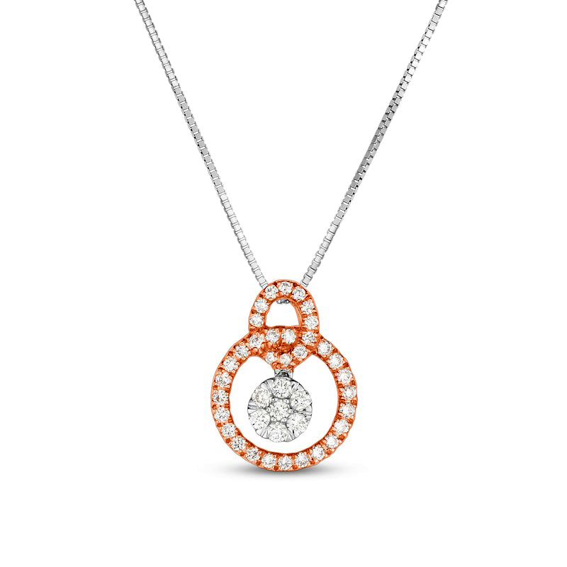 0.2 CT. T.W. Composite Natural Diamond Entwined Open Circles Pendant in 10K Two-Tone Gold