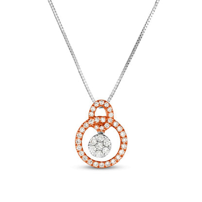 0.2 CT. T.W. Composite Natural Diamond Entwined Open Circles Pendant in 10K Two-Tone Gold