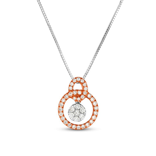 0.2 CT. T.W. Composite Natural Diamond Entwined Open Circles Pendant in 10K Two-Tone Gold