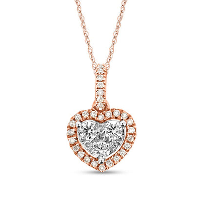 0.25 CT. T.W. Composite Heart Natural Diamond Frame Pendant in 10K Rose Gold