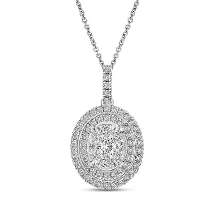 1 CT. T.W. Composite Oval Natural Diamond Double Frame Pendant in 10K White Gold