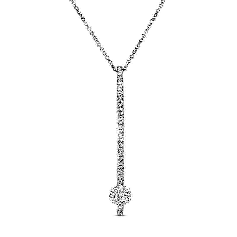 0.25 CT. T.W. Natural Diamond Vertical Bar with Composite Flower Pendant in 10K White Gold