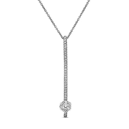 0.25 CT. T.W. Natural Diamond Vertical Bar with Composite Flower Pendant in 10K White Gold