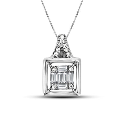 0.2 CT. T.W. Composite Natural Diamond Square Pendant in 10K White Gold