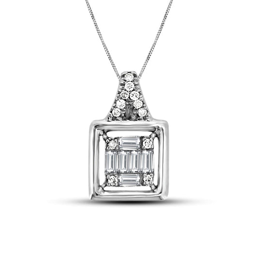 0.2 CT. T.W. Composite Natural Diamond Square Pendant in 10K White Gold