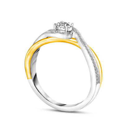0.13 CT. T.W. Natural Diamond Bypass Split Shank Promise Ring in Solid 10K Two-Tone Gold