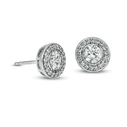 1 CT. T.W. Diamond Frame Stud Earrings in 14K White Gold