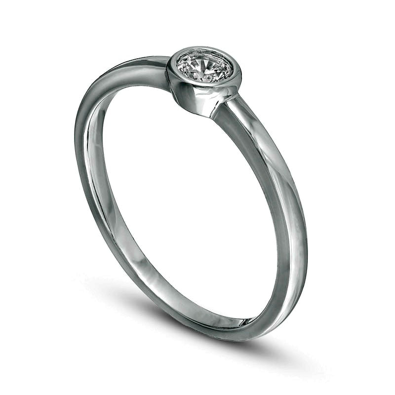 0.17 CT. Natural Clarity Enhanced Diamond Bezel Set Solitaire Promise Ring in Solid 10K White Gold