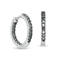 1 CT. T.W. Enhanced Black Diamond Inside-Out Hoop Earrings in Sterling Silver