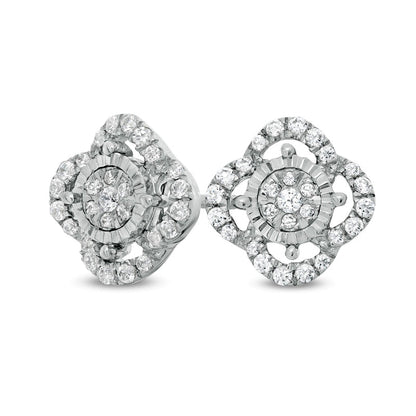 0.25 CT. T.W. Composite Diamond Clover Stud Earrings in 10K White Gold
